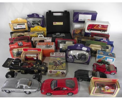 A box containing a quantity of further boxed die cast and other model vehicles to include examples in the Corgi, Royal Worces
