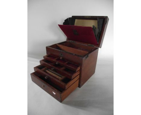 A good quality late 19th century/early 20th century mahogany case, the hinged lid with flush fitted brass locking hooks with 