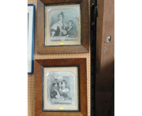A set of four 19th century black and white lithographs of arch topped form all showing elegant ladies and gentlemen shown as 