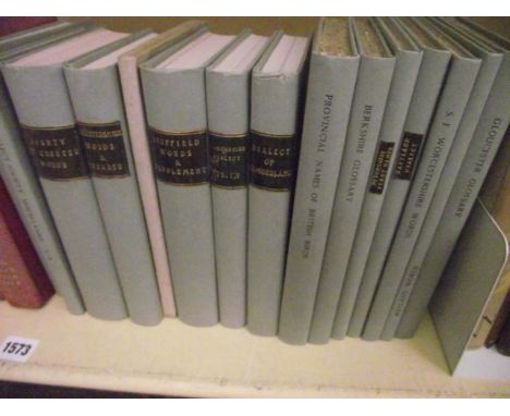 27 dialect books, 19th century including Essex, Yorkshire, Lowland Scotch, Leicestershire, Cumberland, etc, rebound