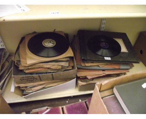 A collection of 78 rpm records including Children's Songs, Pathe discs together with a number of vintage magazines - L'illust