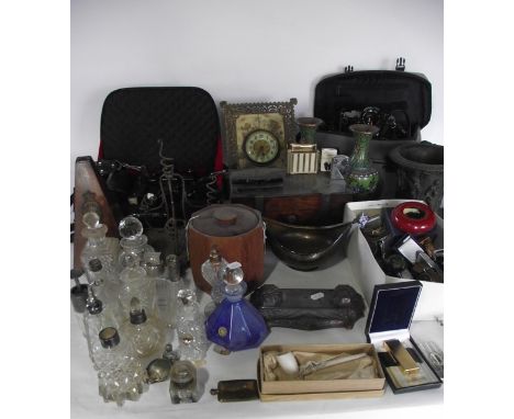 An extensive miscellaneous collection to include a mahogany cased De Maelzei metronome, a heavy cast metal vase with classica