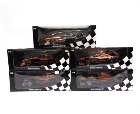 FIVE 1/18 SCALE ARROWS FORMULA 1 RACING CARS  comprising a Minichamps Arrows A20 (P. De La Rosa); Minichamps Arrows Showcar 2