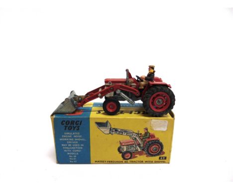 A CORGI NO.69, MASSEY-FERGUSON 165 TRACTOR WITH SHOVEL  red, cream and grey, near mint, boxed, the box good to fair (slightly