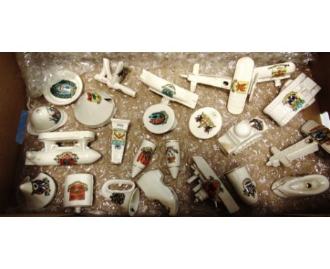 CRESTED CHINA - A GREAT WAR COLLECTION  including a Swan China 'Model of Armoured Car' (Dover); Sylvan China monoplane (South