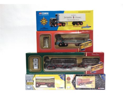 FIVE CORGI CLASICS DIECAST MODEL LORRIES  comprising a No.CC10601, Leyland Octopus Sheeted Platform Lorry & Drawbar Trailer '