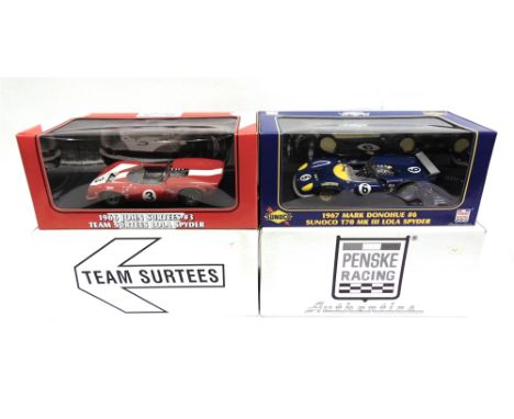 TWO 1/18 SCALE RACING CARS  comprising a GMP No.12004, Team Surtees Lola Spyder (J. Surtees), 1966; and GMP No.12005, Sunoco 