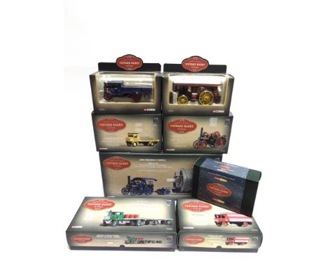 EIGHT CORGI 'VINTAGE GLORY' MODEL STEAM VEHICLES  including a No.80102, Fowler B6 Road Locomotive, Low Loader & Cylinder Load