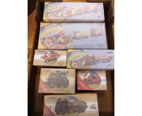 SEVEN CORGI CLASSICS DIECAST MODEL VEHICLES  comprising a No.97889, A.E.C. Cage Truck & Trailer 'Chipperfields'; No.97915, Sc