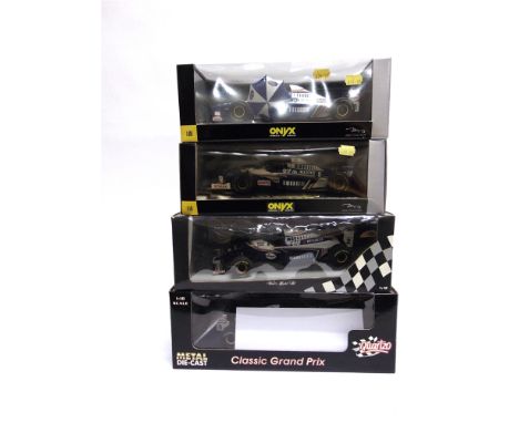 FOUR 1/18 SCALE WILLIAMS FORMULA 1 RACING CARS  comprising a Paul's Model Art Williams Renault FW16 (N. Mansell); Quartzo Wil