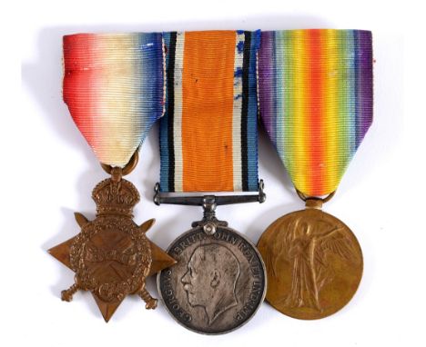 A GREAT WAR TRIO OF MEDALS TO PRIVATE J.H. BULL, WELSH REGIMENT  comprising the 1914-15 Star, British War Medal 1914-20 and V