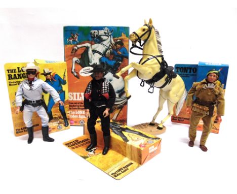 A MARX TOYS LONE RANGER COLLECTION  comprising The Lone Ranger, Silver, Tonto and Butch Cavendish, each boxed, (4).