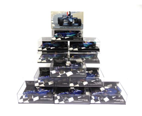 TWELVE 1/43 SCALE MINICHAMPS FORMULA 1 RACING CARS  comprising Sauber (5), Prost (5) and Ligier (2), each mint or near mint a