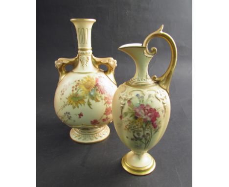 A Royal Worcester vase and jug (Rd 411028 H271) and (Rd 203365/1626)