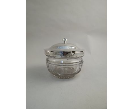 A cut glass preserve bowl with silver lid, Edinburgh 1827, 159g silver lid only 