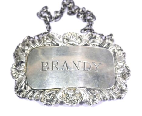 Sterling silver vintage 1967 Brandy decanter label. P&amp;P Group 1 (£14+VAT for the first lot and £1+VAT for subsequent lots