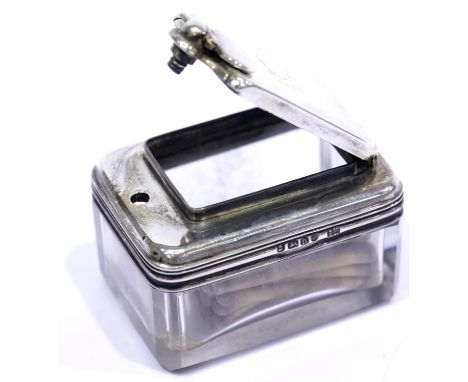 Antique Georgian 1823 sterling silver and faceted glass travelling inkwell by  John R Archibald Douglas, used as a match safe