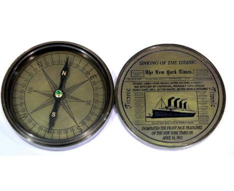 Brass Titanic compass. P&amp;P Group 1 (£14+VAT for the first lot and £1+VAT for subsequent lots) 