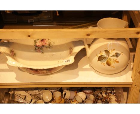 Large ceramic jug and similar wash bowl. Not available for in-house P&amp;P. 