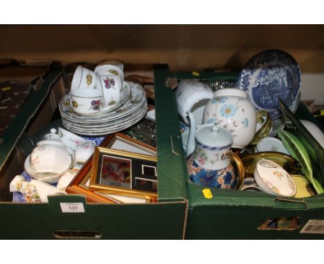 TWO TRAYS OF CERAMICS TO INCLUDE AYNSLEY, ROYAL WORCESTER, MINTON ETC