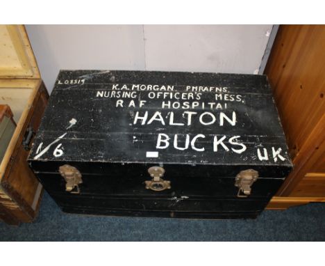 PRINCESS MARY'S ROYAL AIR FORCE NURSING SERVICE (PMRAFNS) TRUNK NAMED TO K. A. MORGAN PMRAFNS NURSING OFFICER'S MESS, RAF HOS
