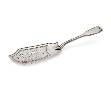 A George III silver Fiddle and Thread pattern fish slicePaul Storr, London 1817Engraved crest for Lieutenant General Sir Rich