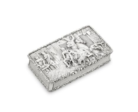 Orange Lodge Interest: A George IV silver presentation snuff box,Nathaniel Mills, Birmingham 1830 Rectangular, the cover with