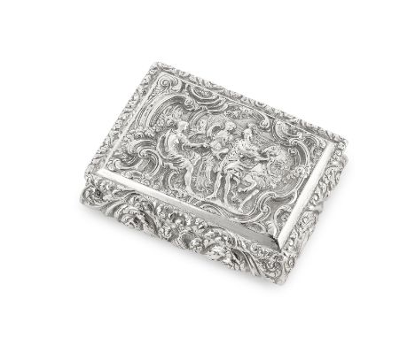 A George IV silver snuff boxThomas Shaw, Birmingham 1825 The relief cover with a scene of Alexander the Great Receiving a Mes