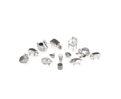 A collection of twelve silver novelty pin cushionsmakers include S Mordan &amp; Co, Adie &amp; Lovekin Ltd, Cohen &amp; Charl