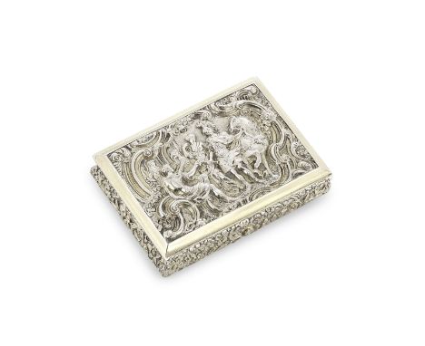 A George IV silver-gilt snuff boxThomas Shaw, Birmingham 1825  The relief cover with a scene of Alexander the Great Receiving