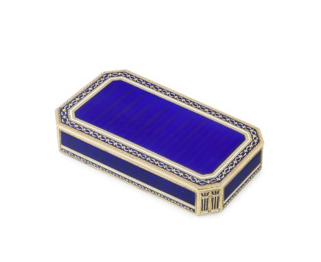A late 18th/early 19th century German gold and enamelled snuff boxmarked with crowned cross laurels and a mark imitating the 