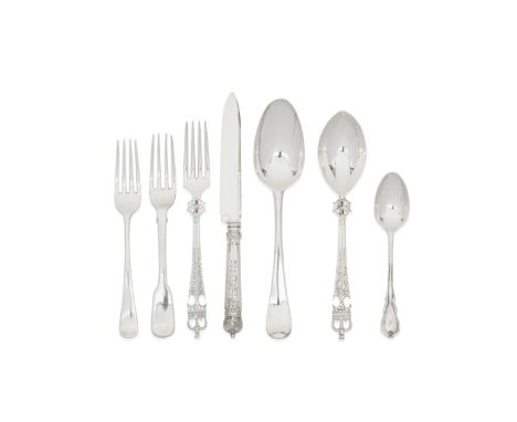 A collection of 18th and 19th century silver flatwarevarious dates and makers In Hanoverian pattern: five tablespoons; in Old