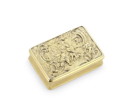 A George III silver-gilt snuff boxAlexander James Strachan, London 1812 Rectangular, the cover with a relief depiction of Ven