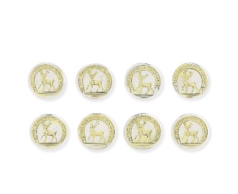 A set of eight Irish parcel-gilt silver buttons for the Northern RangersDublin, circa 1780Circular, engraved with the title '