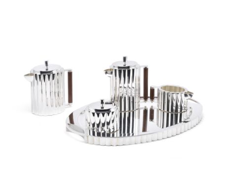 An Italian 'Cannete' design five-piece silver tea and coffee service including trayCleto Munari, designed in 1994, silver and