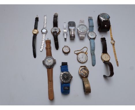 Fifteen various ladies and gentleman's wristwatches including an early twentieth century transitionary example, Lorus, Citize