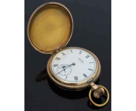 Elgin Watch Co for Wolf Brothers of Adderley Street Cape Town gold plated full hunter keyless winding pocket watch with Roman