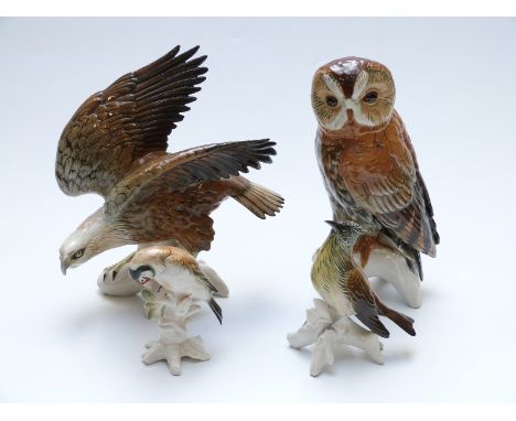 Four Karl Ens ceramic birds including an owl, tallest 26cm