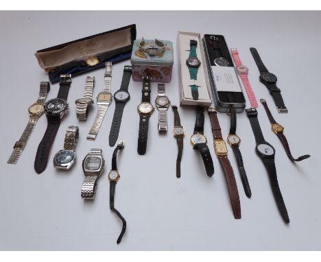 Twenty-two various ladies and gentleman's wristwatches including Accurist Chronograph, Timex, Smiths, Pulsar, Rotary, Sekonda