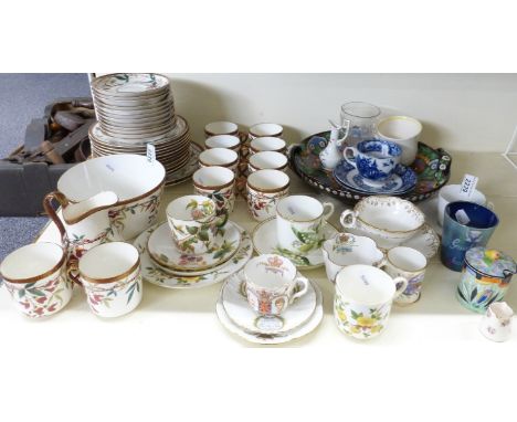 A collection of 19thC and later ceramics and glassware, Aesthetic period teaware and a 1920s Carltonware preserve pot