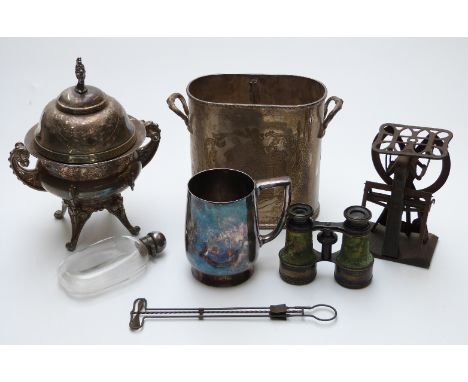 Sliver plate to include food warmer, wine cooler, hip flask, opera glasses etc
