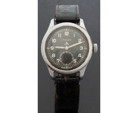 Timor gentleman's military wristwatch with inset subsidiary seconds dial, luminous steel hands, luminous hour markers, white 