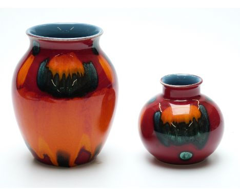 Two Poole Pottery vases, tallest 17cm
