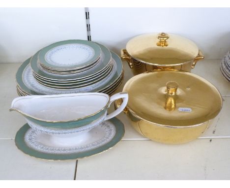 Royal Worcester 'Regency' dinner and teaware andgravy boat together with a pair of Goldware lidded tureens