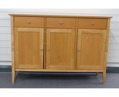 Contemporary light oak sideboard W124 x D41 x H87cm