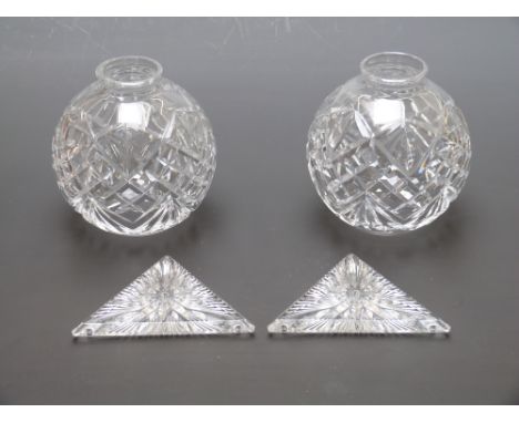 A pair of Waterford Crystal light shades with two 2009 Times Square New Year's Eve replica panels