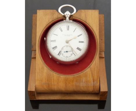 E K Vaughan of Bristol hallmarked silver open faced pocket watch with inset subsidiary seconds dial, gold hands and Roman num