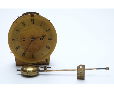Turner, Ludgate Hill, London double fusee clock movement with engine turned and engraved gilt Roman dial, signed movement str