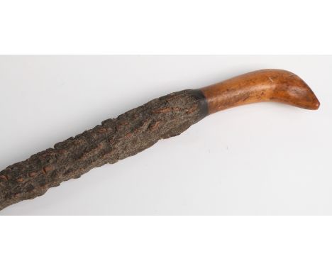 Burr wood or similar walking stick, length 94cm