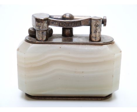 Dunhill oversize lighter with marble or similar body, length 9.5cm